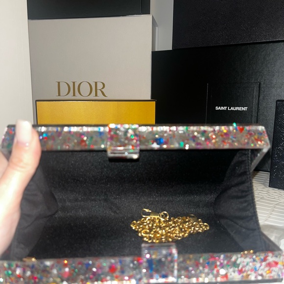 Multicolor Evil Eye Clutch/Purse-Comes with removable chain strap - Picture 6 of 7